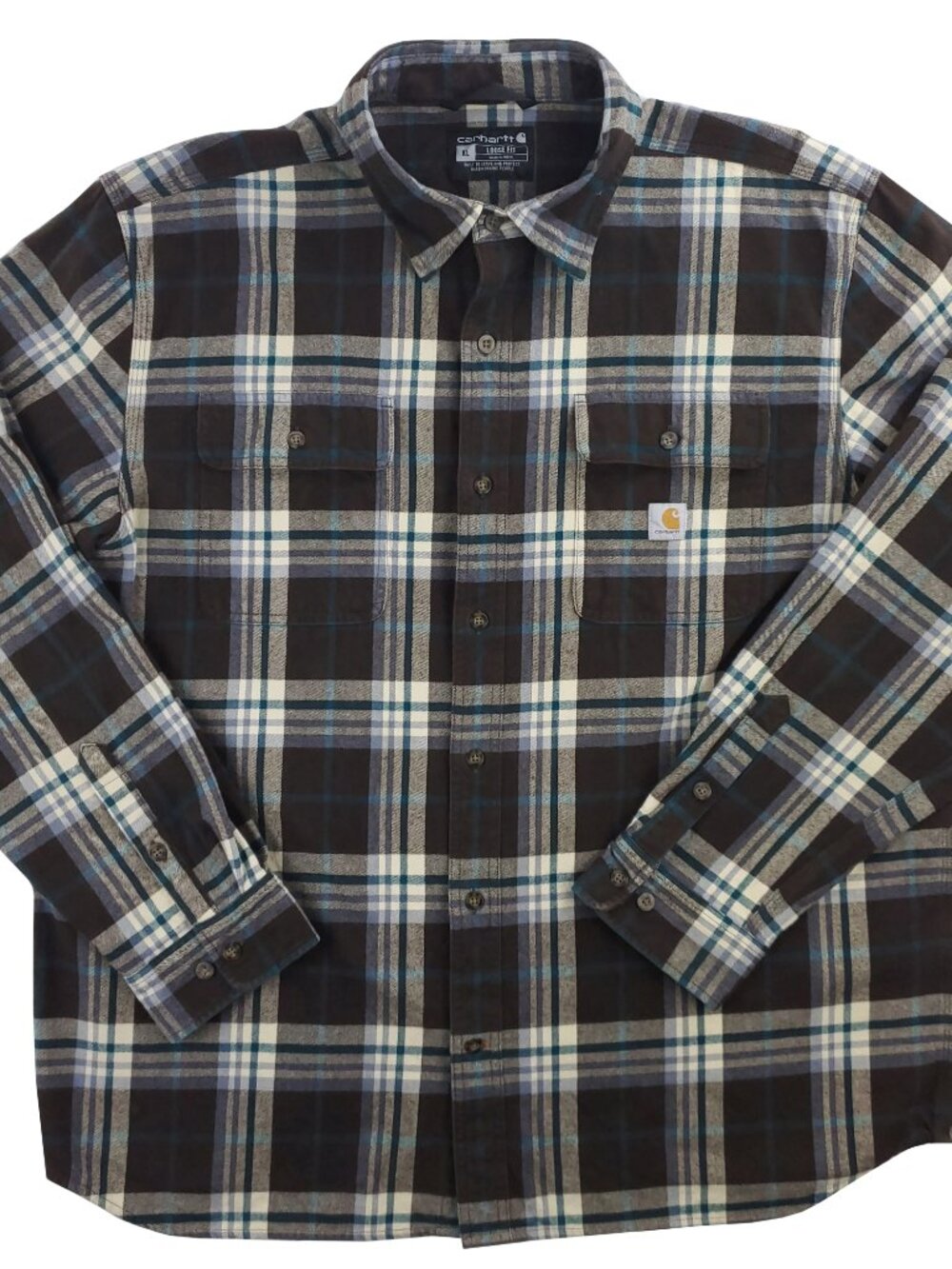 Carhartt Heavyweight Flannel Shirt Plaid 105078 Button Up Loose Men's XL